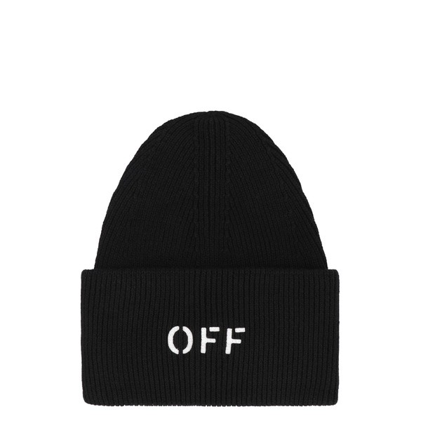 オフホワイト メンズ 帽子 アクセサリー Logo Wool Beanie Black White