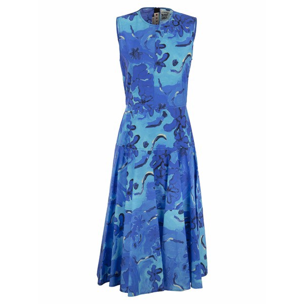 マルニ レディース ワンピース トップス Printed Midi Dress Blue