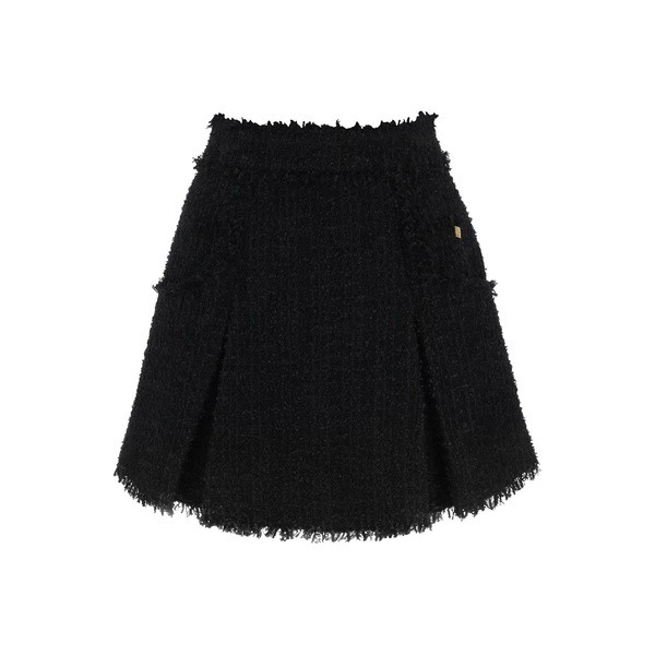 バルマン レディース スカート ボトムス Flared Tweed Mini Skirt NOIR