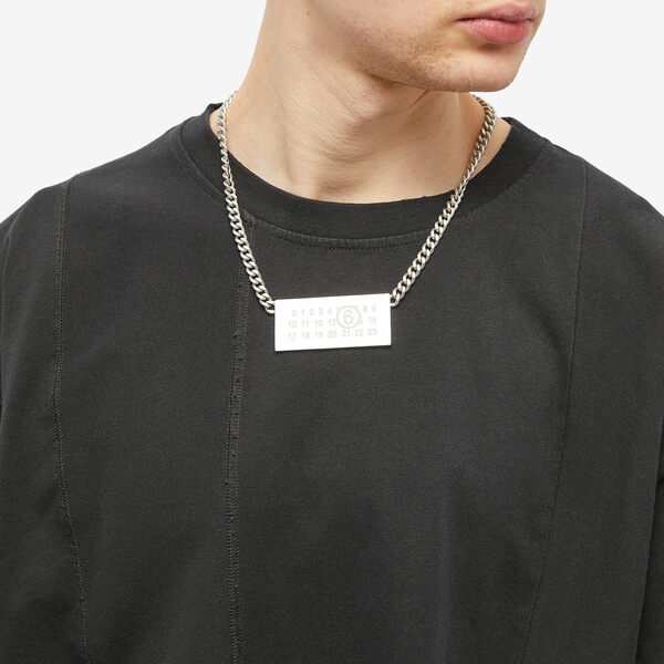 マルタンマルジェラ メンズ ネックレス・チョーカー アクセサリー MM6 Maison Margiela Number Logo Panel  Necklace Silver｜au PAY マーケット