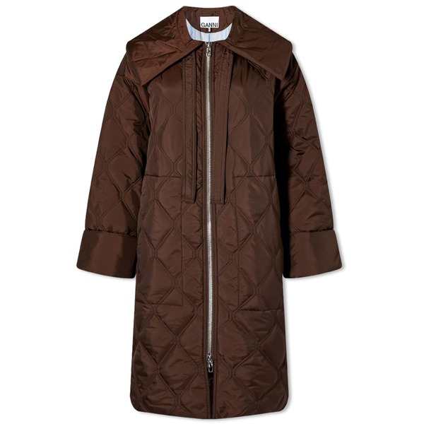 ガニー レディース コート アウター GANNI Ripstop Quilt Coat Brownの ...