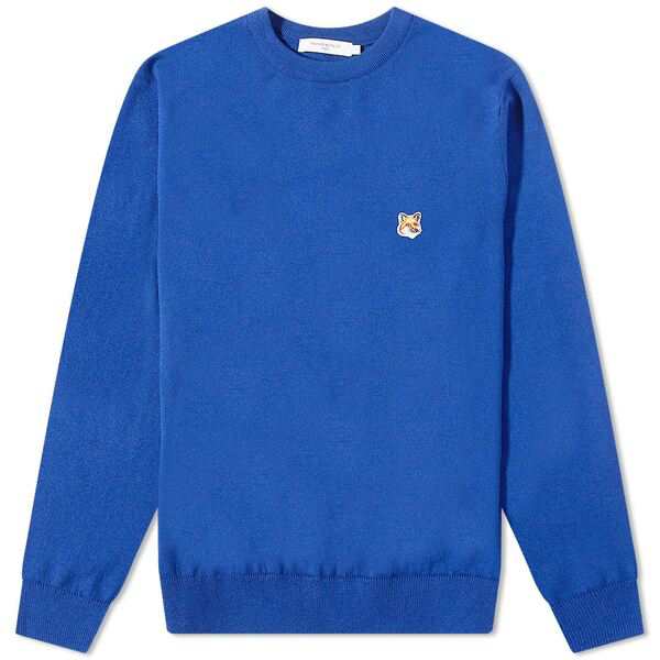 メゾンキツネ メンズ ニット&セーター アウター Maison Kitsune Fox Head Patch Regular Crew Neck  Knit Blue｜au PAY マーケット