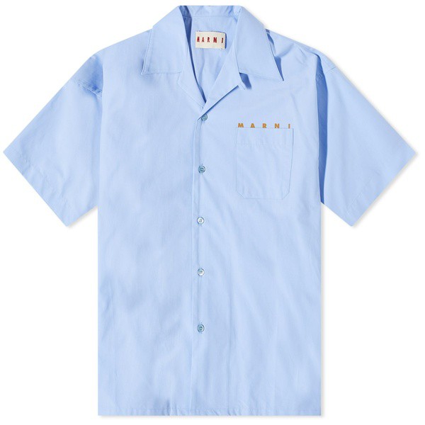 マルニ メンズ シャツ トップス Marni Logo Vactaion Shirt Blueの通販