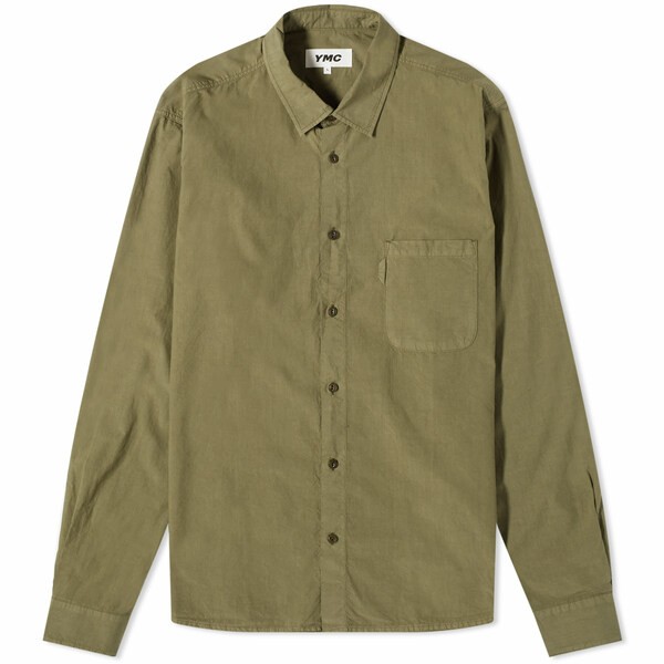 Men's Dark Green Cotton Stretch Slim Shirt With Contrast Detail