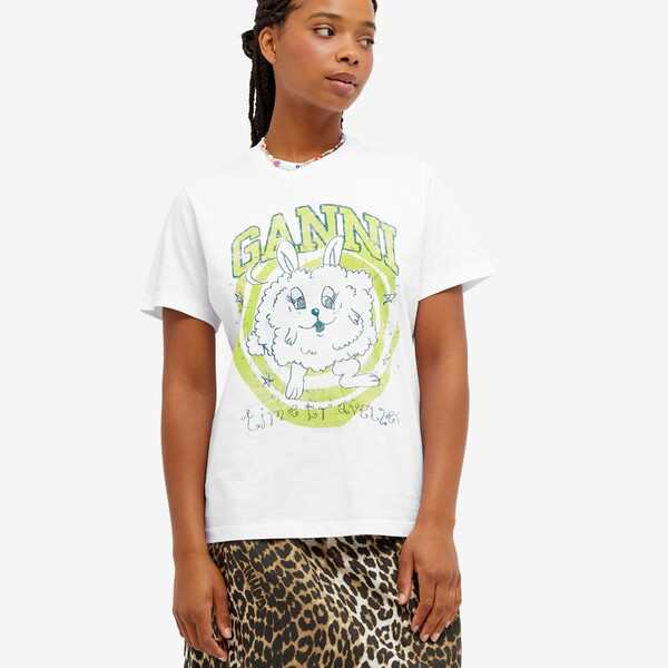 ガニー レディース シャツ トップス GANNI Bunny Relaxed T-Shirt White｜au PAY マーケット