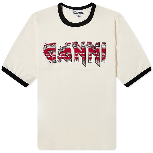 ガニー レディース シャツ トップス GANNI Fitted T-Shirt Neutralsの