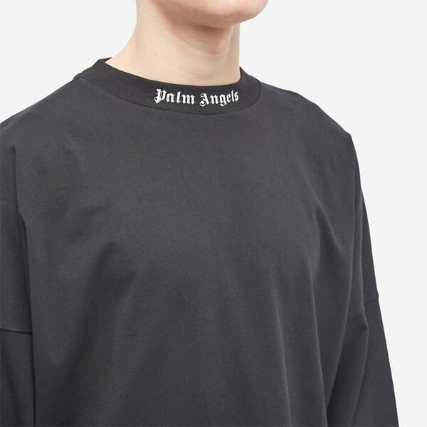 パーム・エンジェルス メンズ Tシャツ トップス Palm Angels Long Sleeve Logo Mock Neck T-Shirt  Black｜au PAY マーケット