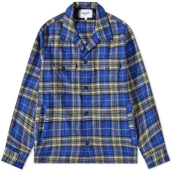 コリドール メンズ ジャケット＆ブルゾン アウター Corridor Plaid Military Jacket Blue｜au PAY マーケット