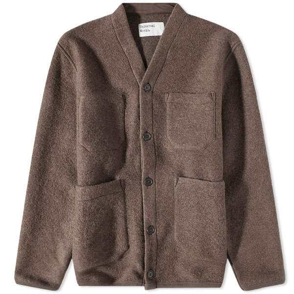 ユニバーサルワークス メンズ カーディガン アウター Universal Works Wool Fleece Cardigan Brown｜au  PAY マーケット