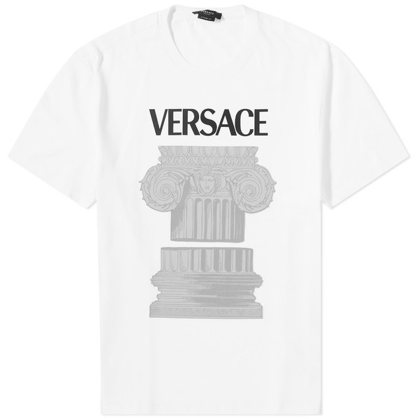 ヴェルサーチ メンズ Tシャツ トップス Versace Column T-Shirt White