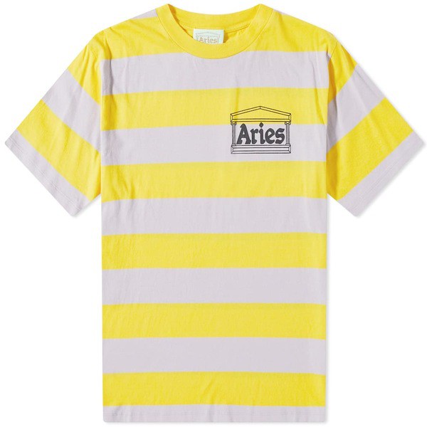 アリーズ メンズ Tシャツ トップス Aries Striped Temple Tee Orangeの