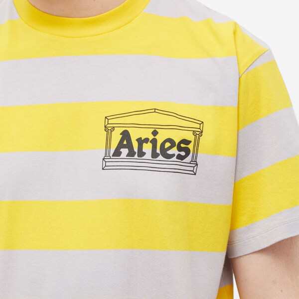 アリーズ メンズ Tシャツ トップス Aries Striped Temple Tee Orangeの