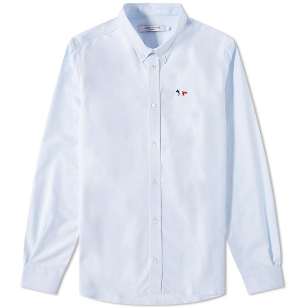 メゾン キツネ メンズ シャツ トップス Tricolor Fox Patch Shirt White-