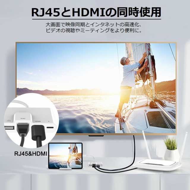 Lightning hdmi 変換アダプタ 有線LAN 変換 カメラ/ビデオ転送 iPhone