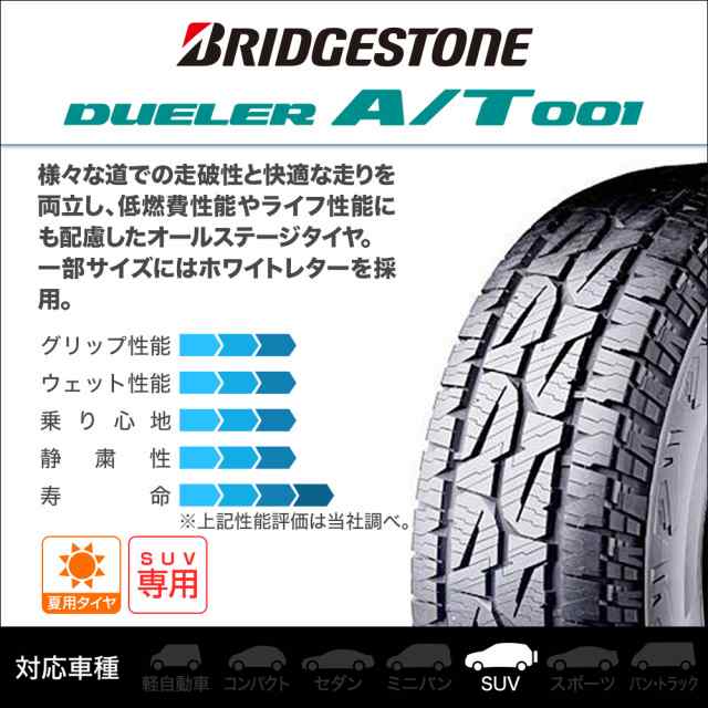 サマータイヤ・夏タイヤ単品 送料無料(1本〜) ブリヂストン DUELER デューラー A/T 001 225/70R16 103S  OWL（アウトラインホワイトレターの通販はau PAY マーケット - カーポートマルゼン | au PAY マーケット－通販サイト