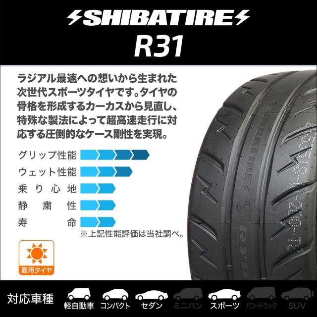 ホットスタッフ クロススピード ハイパーエディション RS-9 16インチ 6.0J SHIBATIRE シバタイヤ 280R (R31) 195/50R16 サマータイヤ ホイール4本セット