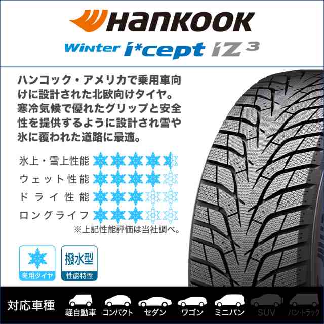 ハンコック WINTER i cept iZ3 (アイセプト アイジースリー) W636 185/65R15 92T XL スタッドレスタイヤ・冬タイヤ単品  送料無料(1本〜)の通販はau PAY マーケット - カーポートマルゼン | au PAY マーケット－通販サイト