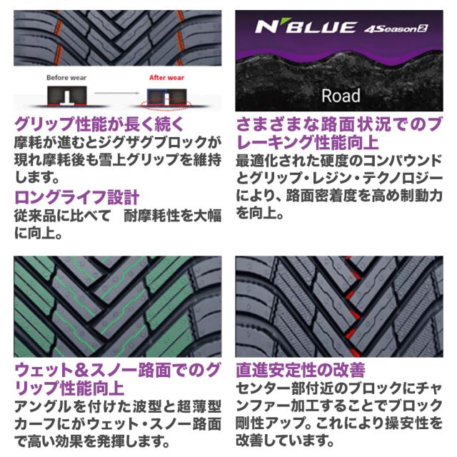 BADX D,O,S(DOS) SE-10R plus 17インチ 7.0J NEXEN ネクセン N blue 4Season2 (オールシーズン) 225/60R17 サマータイヤ ホイール4本セット_2
