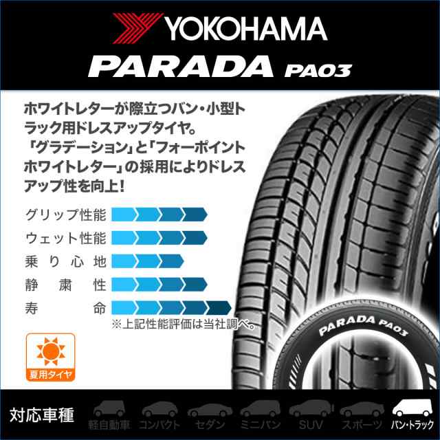 HOT新作登場】 4本セット YOKOHAMA ヨコハマ PARADA PA03 ホワイト