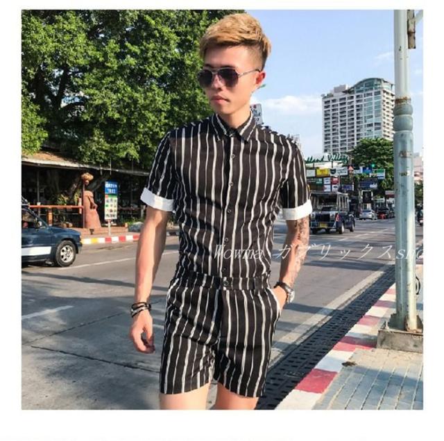 メンズパンツ 夏 男の子 シルエット ストライプ Tシャツセット 韓流 ショートパンツ 2点セットカッコいいの通販はau Pay マーケット Gabrics