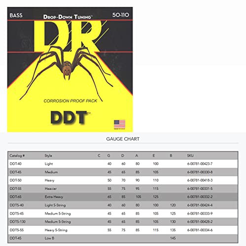 DR DDT(Drop-Down-Tuning) ベース弦 DR-DDT55