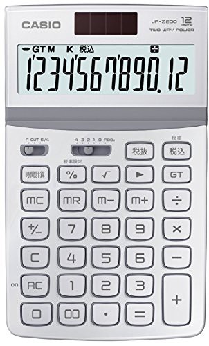 カシオ 電卓 ジャストタイプ 12桁 ホワイト JF-Z200WE-Nの通販は カシオ 電卓 ジャストタイプ 12桁 ホワイト JF-Z200WE-Nの通販は