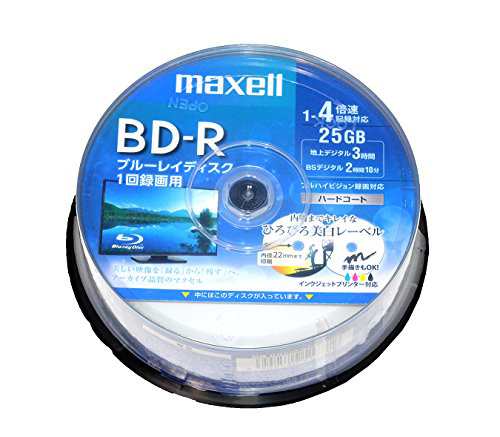 maxell 録画用 BD-R 標準130分 4倍速 ワイドプリンタブルホワイト 30枚スピンドルケース BRV25WP・・・