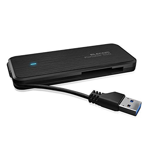 エレコム 外付けSSD ポータブル 480GB USB3.0 USB3.1(Gen1) ケーブル収納 ブラック ESD-・・・