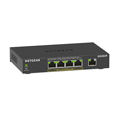 NETGEAR スイッチングハブ 5ポート ギガビット PoE+ (63W) 金属筐体 壁掛け対応 静音ファンレス 設定・・・