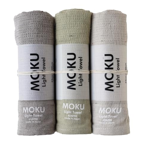 【 コンテックス】 MOKU ＜60004-90＞ フェイスタオル Mサイズ3本セット (グレー・カーキ・アーモンド）