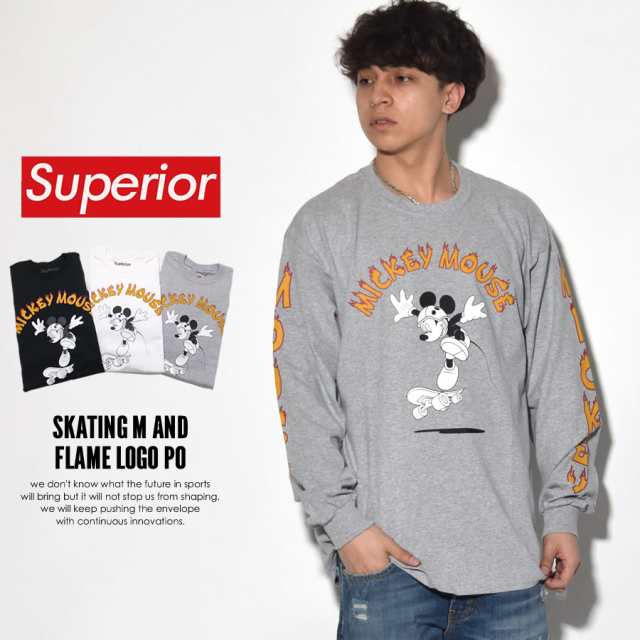 メール便送料無料 Superior スーペリア ロンt 長袖tシャツ メンズ ディズニーコレクション ミッキー Skating M And Flame Logo Poの通販はau Pay マーケット Deep ストリート系 メンズカジュアルファッション通販