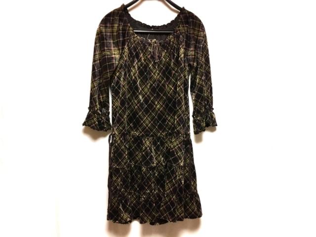 レストローズ L Est Rose ワンピース サイズ2 M レディース ダークブラウン イエロー オレンジ チェック柄 還元祭対象 中古 の通販はau Pay マーケット ブランディア Au Pay マーケット店