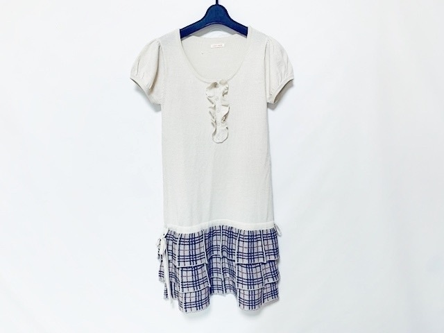 レストローズ ワンピース サイズ2 M レディース 美品 アイボリー ダークブラウン レッド ニット フリル チェック柄 中古 の通販はau Pay マーケット ブランディア Au Wowma 店