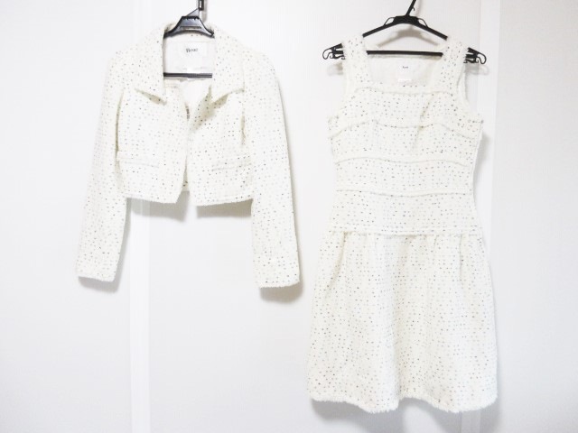 ルネ Rene ワンピーススーツ サイズ36 S レディース アイボリー ネイビー ブルー ドット柄 中古 の通販はau Wowma ブランディア Au Wowma 店