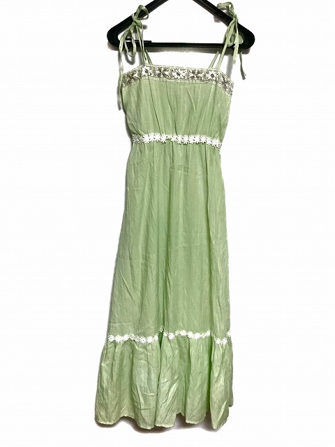 チェリーアン Cherry Ann ワンピース レディース ライトグリーン 白 マキシ丈 フラワー ビーズ 中古 の通販はau Pay マーケット ブランディア Au Wowma 店