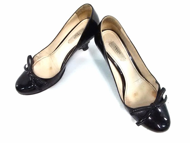 プラダ PRADA パンプス 35 1/2 レディース 黒 ウェッジソール/アウトソール張替済 エナメル（レザー）【中古】20191226の通販はau  PAY マーケット - ブランディア au PAY マーケット店