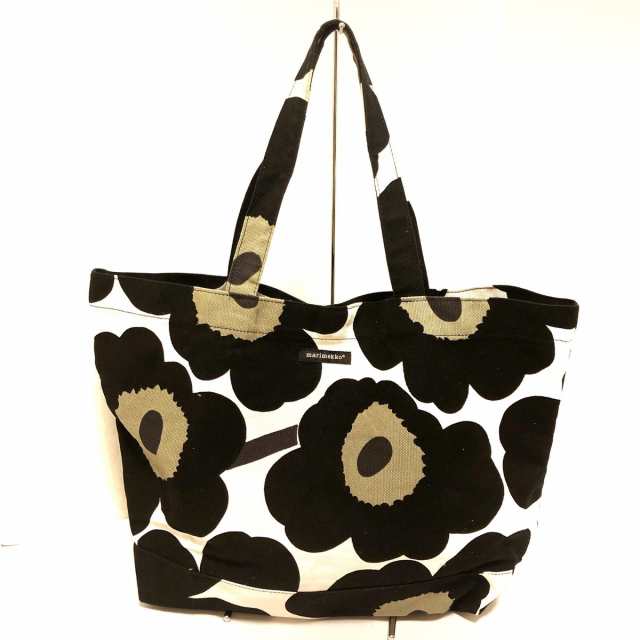 マリメッコ marimekko トートバッグ レディース 美品 白×黒×ダークグリーン 花柄 キャンバス【中古】20230826｜au PAY  マーケット