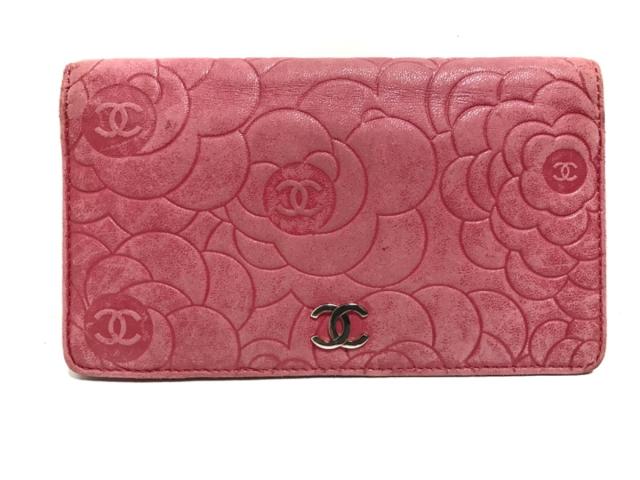 シャネル Chanel 長財布 レディース カメリア ピンク ラムスキン 中古 0422の通販はau Wowma ブランディア Au Wowma 店