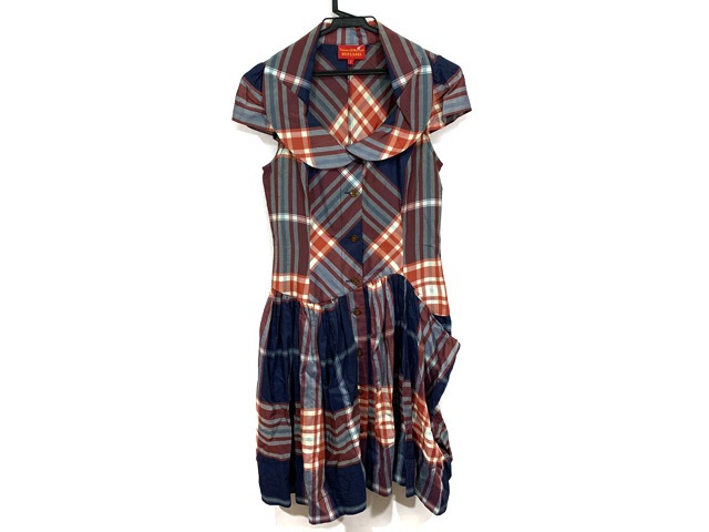 ヴィヴィアンウエストウッドレッドレーベル ワンピース サイズ2 M レディース ネイビー マルチ チェック柄 中古 0508の通販はau Pay マーケット ブランディア Au Pay マーケット店