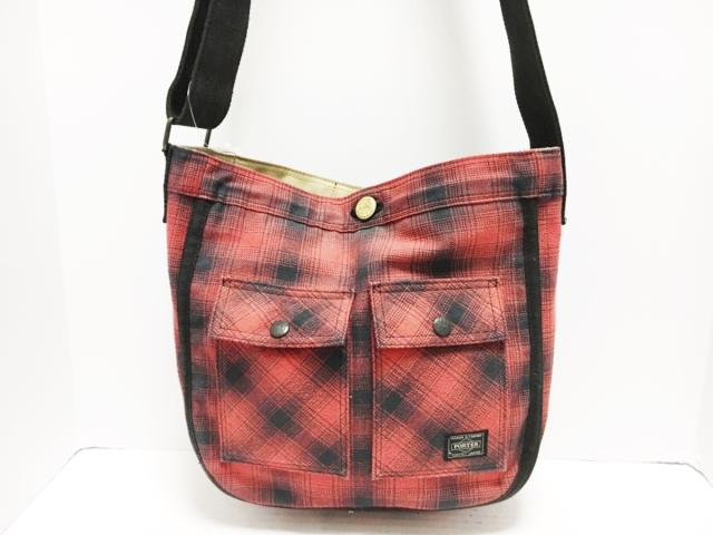 ポーター Porter 吉田 ショルダーバッグ レディース レッド 黒 リバーシブル チェック柄 コットン キャンバス 中古 20200513の通販はau Pay マーケット ブランディア Au Pay マーケット店