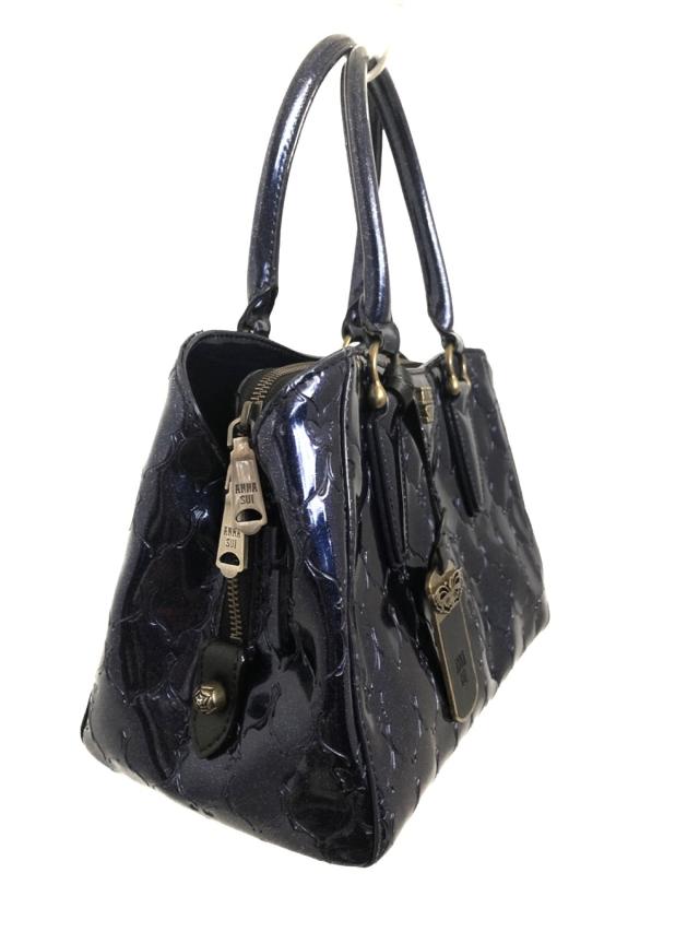 アナスイ Anna Sui トートバッグ レディース ネイビー 型押し加工 エナメル レザー 中古 0630の通販はau Pay マーケット ブランディア Au Pay マーケット店