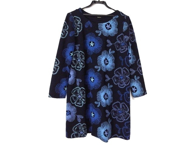 タバサ Tabasa ワンピース サイズ34 S レディース 美品 ダークネイビー マルチ クルーネック 長袖 ひざ丈 刺繍 花柄 中古 0704の通販はau Pay マーケット ブランディア Au Pay マーケット店