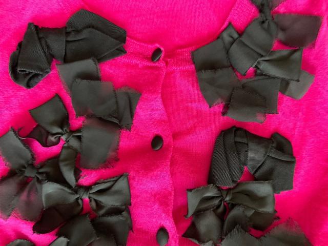 ランバンオンブルー Lanvin En Bleu カーディガン サイズ38 M レディース ピンク 黒 長袖 リボン 中古 0623の通販はau Pay マーケット ブランディア Au Pay マーケット店