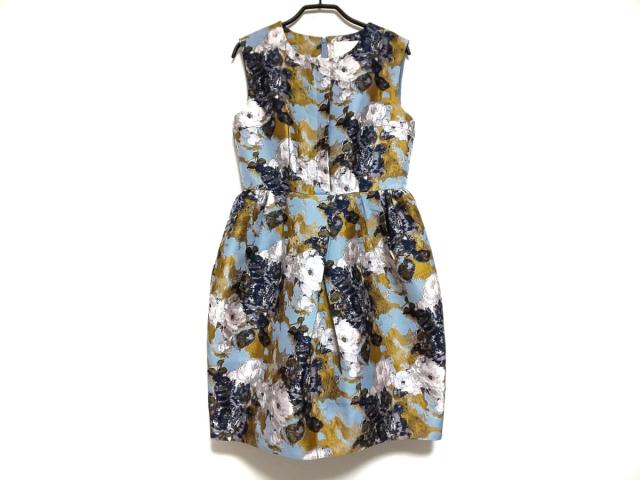 返品送料無料 チェスティ Chesty ワンピース サイズ1 S レディース ネイビー ライトブルー マルチ Vネック 半袖 ロング 花柄 被り心地最高 Gdpcambodia Org