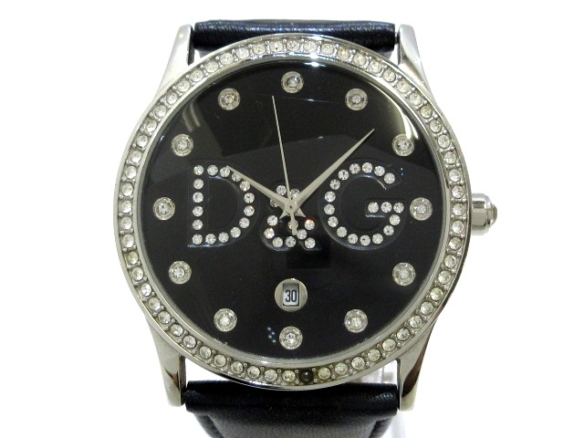 ディーアンドジー D G 腕時計 美品 レディース ラインストーンベゼル 黒 中古 20200712の通販はau Pay マーケット ブランディア Au Pay マーケット店
