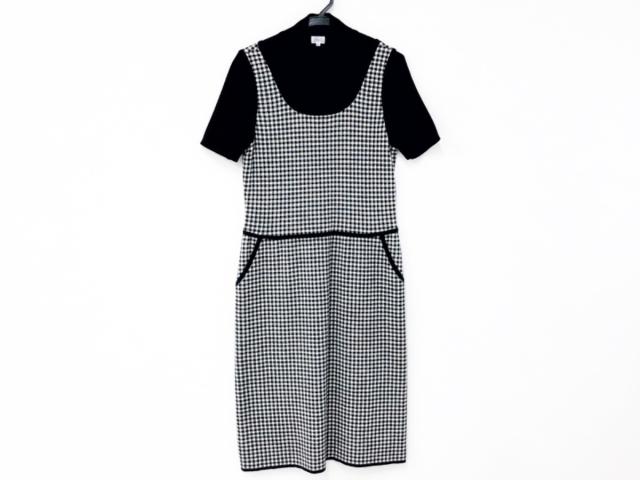 フォクシー Foxey ワンピース サイズ42 L レディース 美品 黒 白 ハイネック 半袖 ひざ丈 ニット チェック柄 中古 0711の通販はau Pay マーケット ブランディア Au Pay マーケット店
