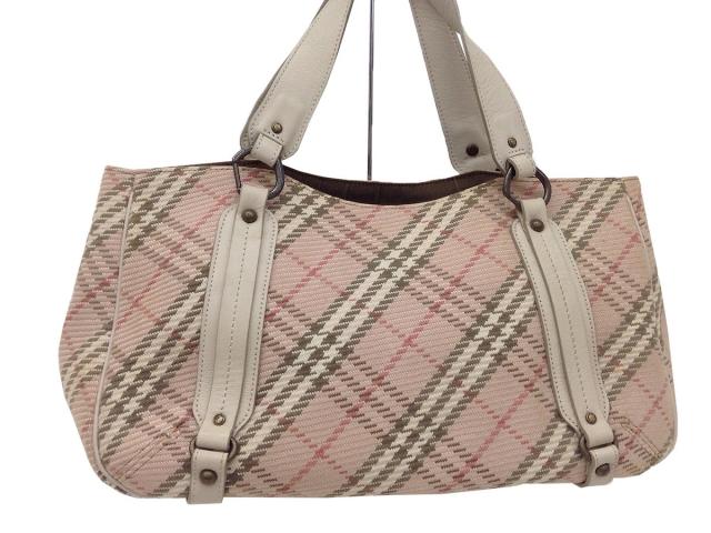 バーバリーブルーレーベル トートバッグ レディース ピンクベージュ カーキ マルチ チェック柄 ジャガード レザー 中古 0811の通販はau Pay マーケット ブランディア Au Pay マーケット店