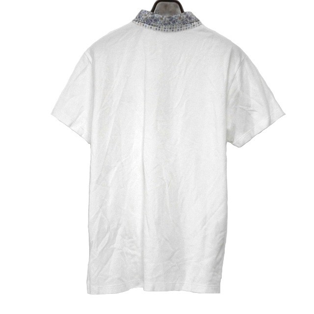 エトロ ETRO 半袖ポロシャツ サイズM メンズ 白×ライトブルー×マルチ 
