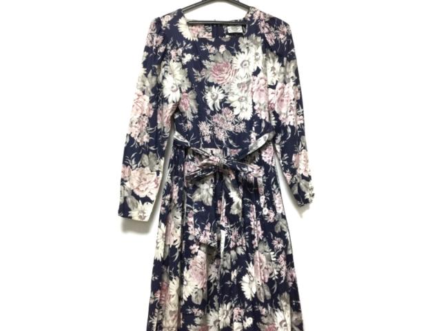 ローラアシュレイ ワンピース サイズ13 L レディース ダークネイビー グレー マルチ その他 襟 長袖 ロング 花柄 中古 0716の通販はau Pay マーケット ブランディア Au Pay マーケット店