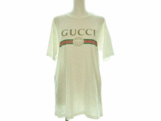 グッチ GUCCI 半袖Tシャツ サイズXS レディース 457095 白×カーキ 